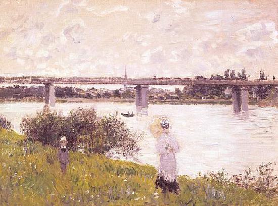 Claude Monet The Promenade with the Railroad Bridge, Argenteuil oil painting picture